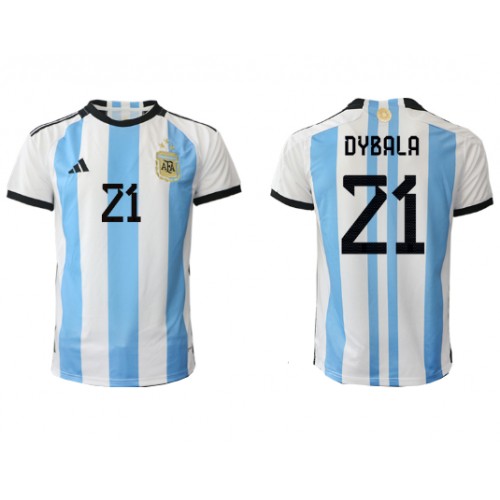 Argentina Paulo Dybala #21 Hemmatröja VM 2022 Kortärmad